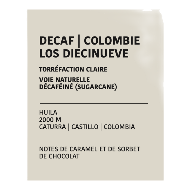 Colombie Los Diecinueve Decaf, product image from the roaster